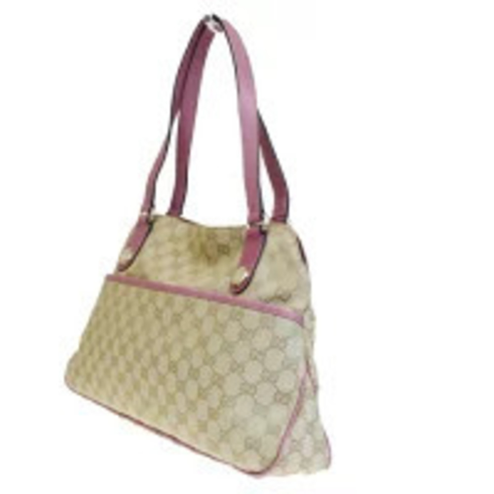 Gucci Shoulder Brown Canvas Leather Pink GG Bag Brown Pink